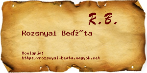Rozsnyai Beáta névjegykártya